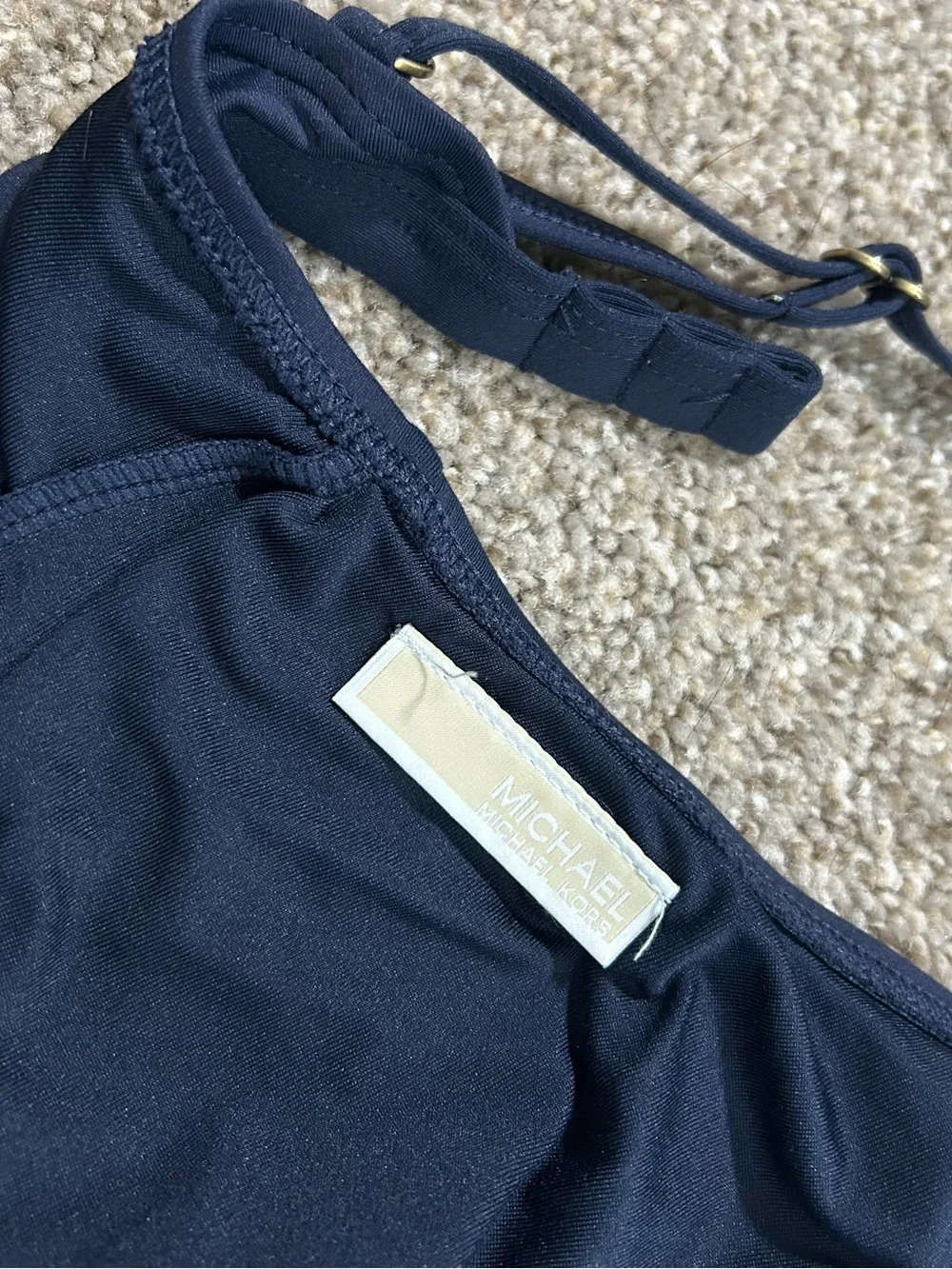 Michael Kors Navy Triangle Bikini with Gold MK Clasp